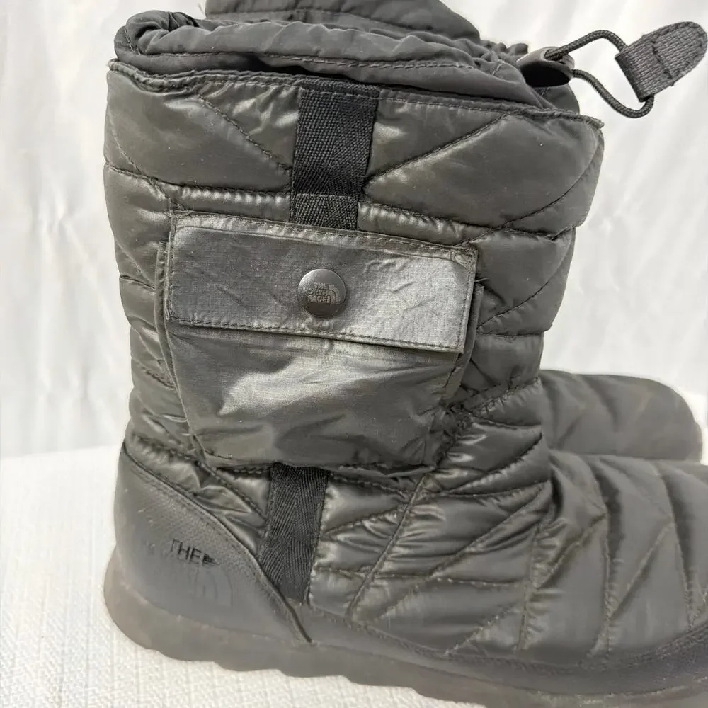 The North Face Thermoball Boots Womens 10 Black Pocket Pull On Winter Insulated